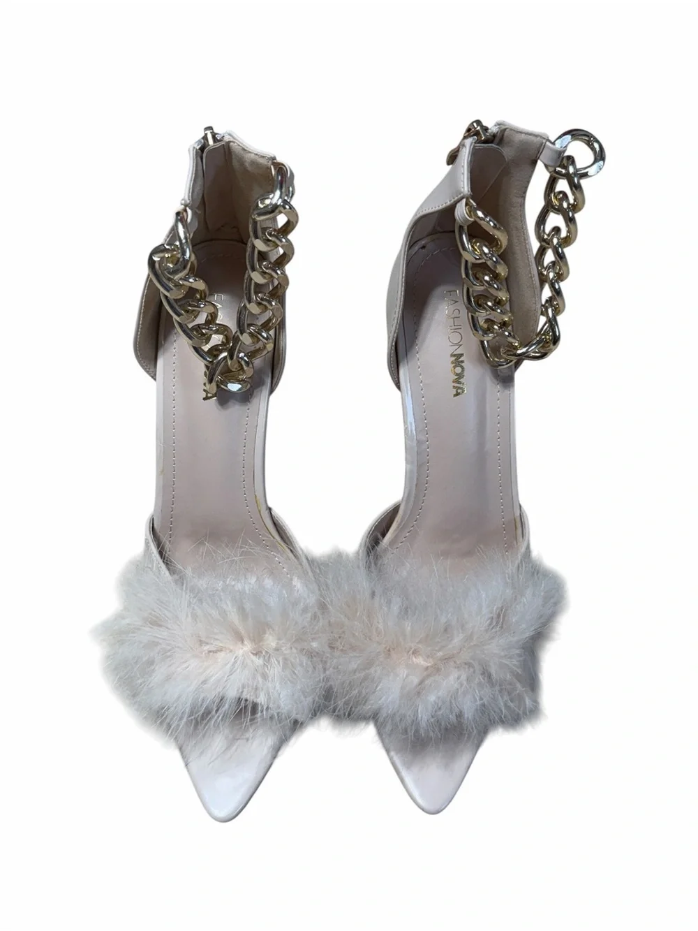 Fashion Nova Tan Amalia Chain Heels Womens 8.5